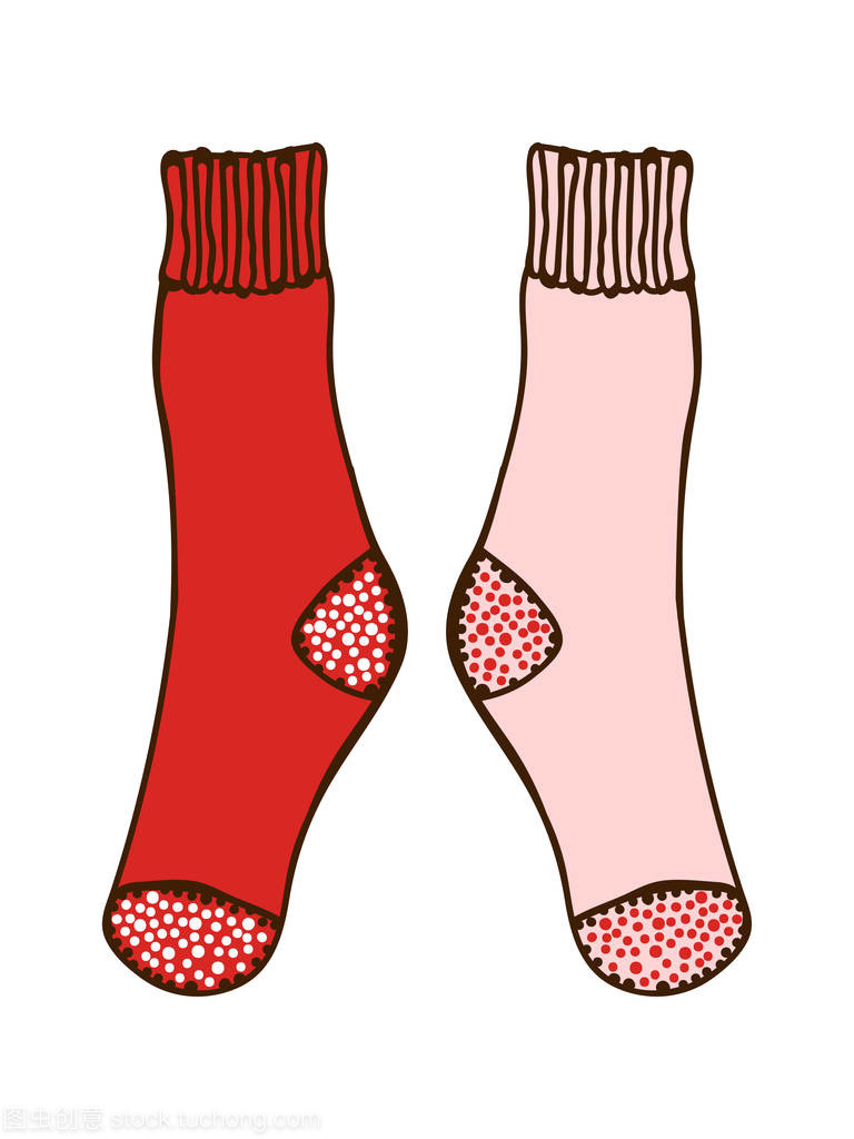 嘟嘟雙彩色襪子。插圖設計
